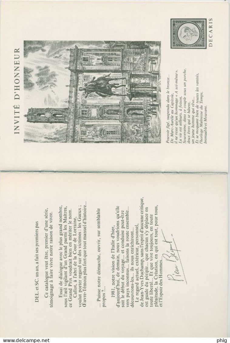 FR- LIVRET N°1 DE DEL & SC DE 1981"VISION DE L'ITALIE" PAR 11 ARTISTES GRAVEURS ET DESSINATEURS DE TIMBRES -7 SIGNATURES - Lettres & Documents