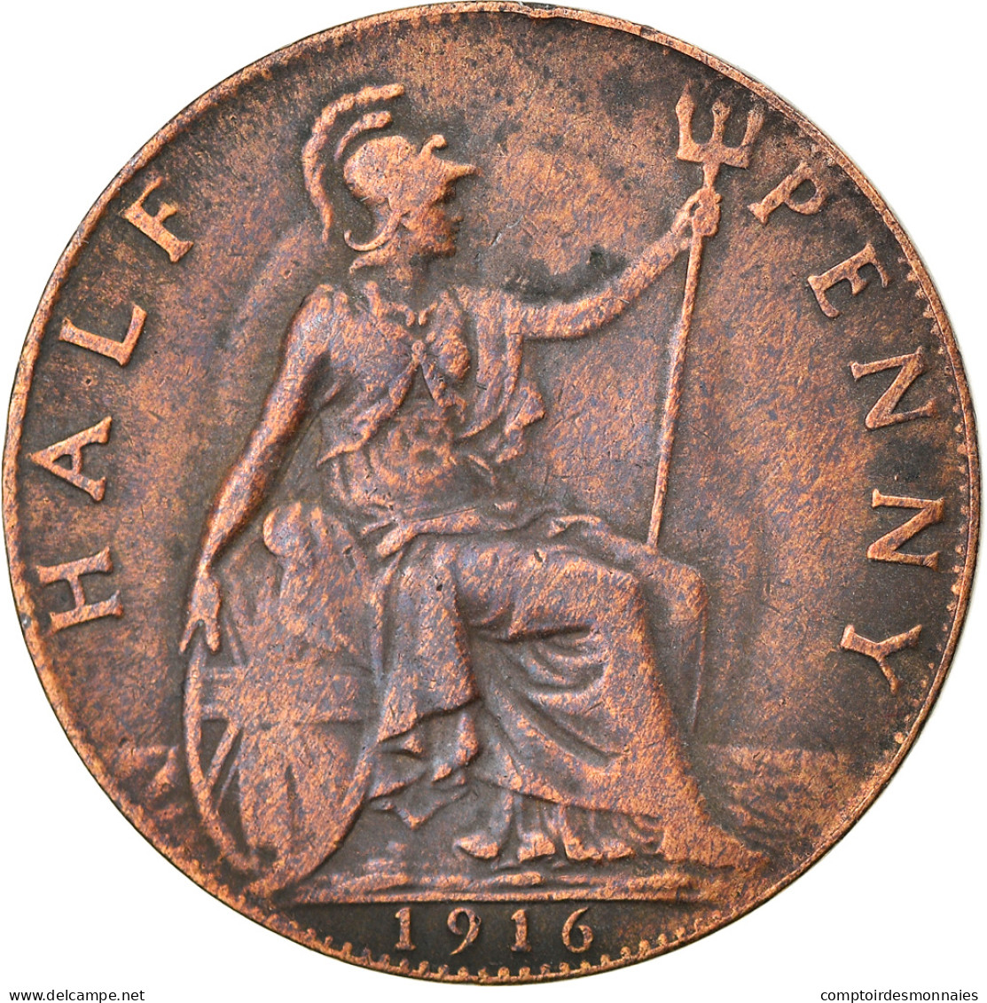 Monnaie, Grande-Bretagne, George V, 1/2 Penny, 1916, TB+, Bronze, KM:809 - C. 1/2 Penny