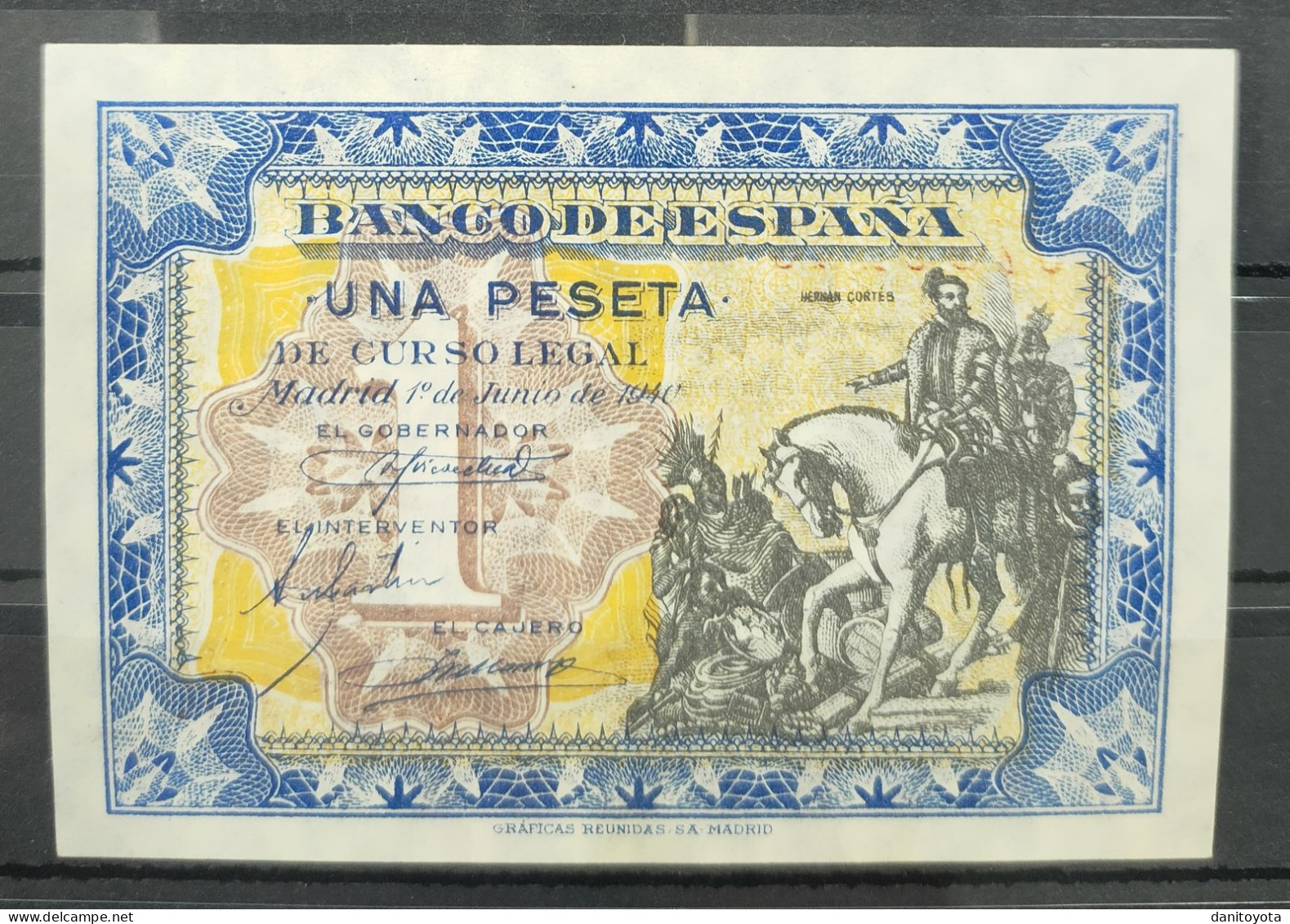 ESPAÑA. EDIFIL 441a. 1 PTA 1 DE JUNIO DE 1940 SERIE C, SIN CIRCULAR. - 1-2 Pesetas