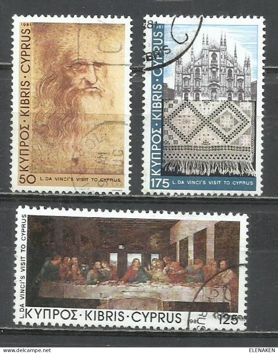 0588-SERIE COMPLETA CHIPRE 1981 LEONARDO DA VINCI Nº 544/546 ARTE - Gebraucht