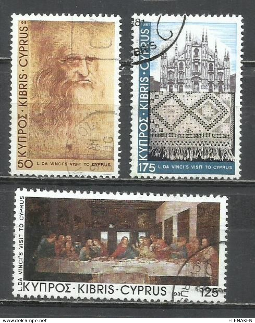 0588-SERIE COMPLETA CHIPRE 1981 LEONARDO DA VINCI Nº 544/546 ARTE - Used Stamps