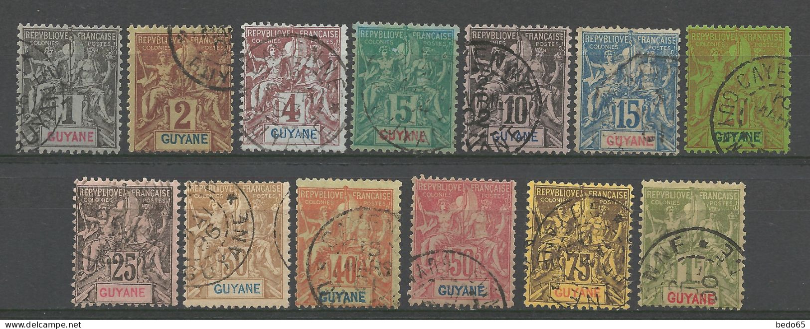 GUYANE N° 30 à 42 Série Complète OBL  / Used - Used Stamps