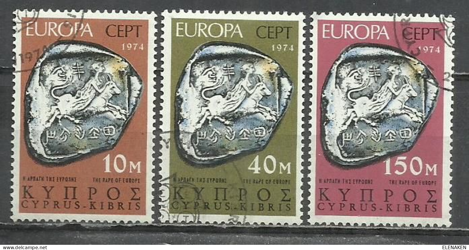 0589-SERIE COMPLETA CHIPRE 1974 Nº 401/403 MONEDAS ANTIGUAS ARQUEOLOGÍA NUMISMÁTICA. - Used Stamps