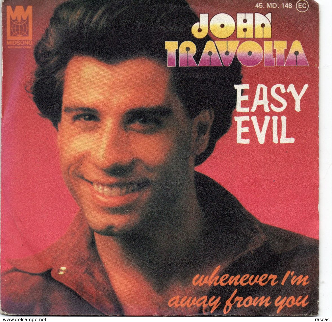 DISQUE VINYL 45 T DE LA CHANTEUR AMERICAIN JOHN TRAVOLTA - EASY EVIL - Disco & Pop