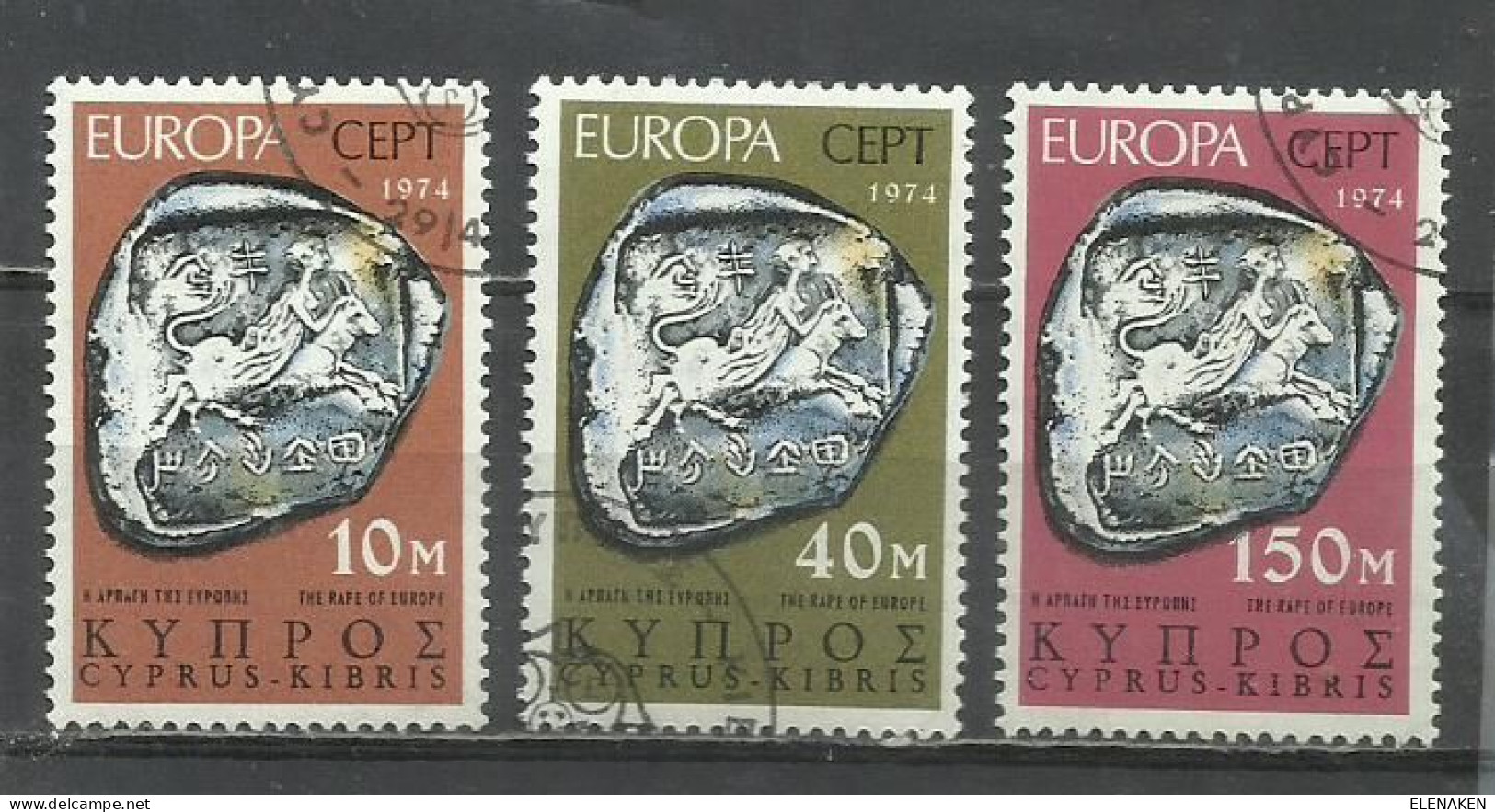 0591-SERIE COMPLETA CHIPRE 1974 Nº 401/403 MONEDAS ANTIGUAS ARQUEOLOGÍA NUMISMÁTICA. - Usados