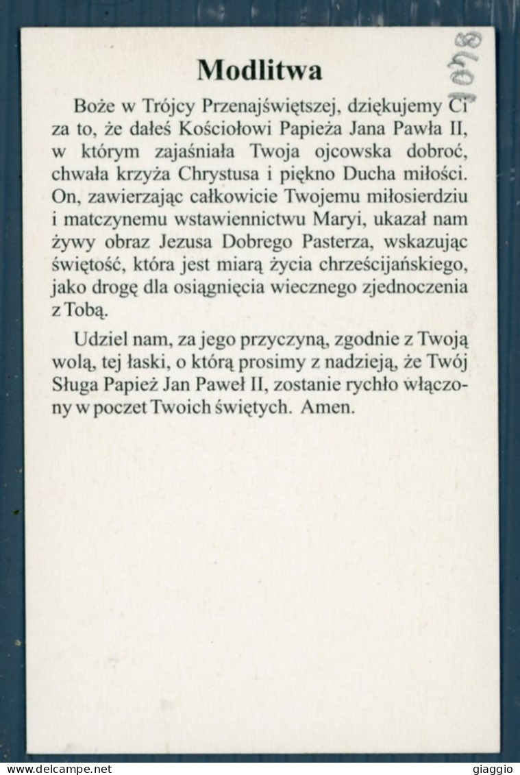 °°° Santino N. 8401 - Giovanni Paolo Ii - Cartoncino °°° - Religión & Esoterismo