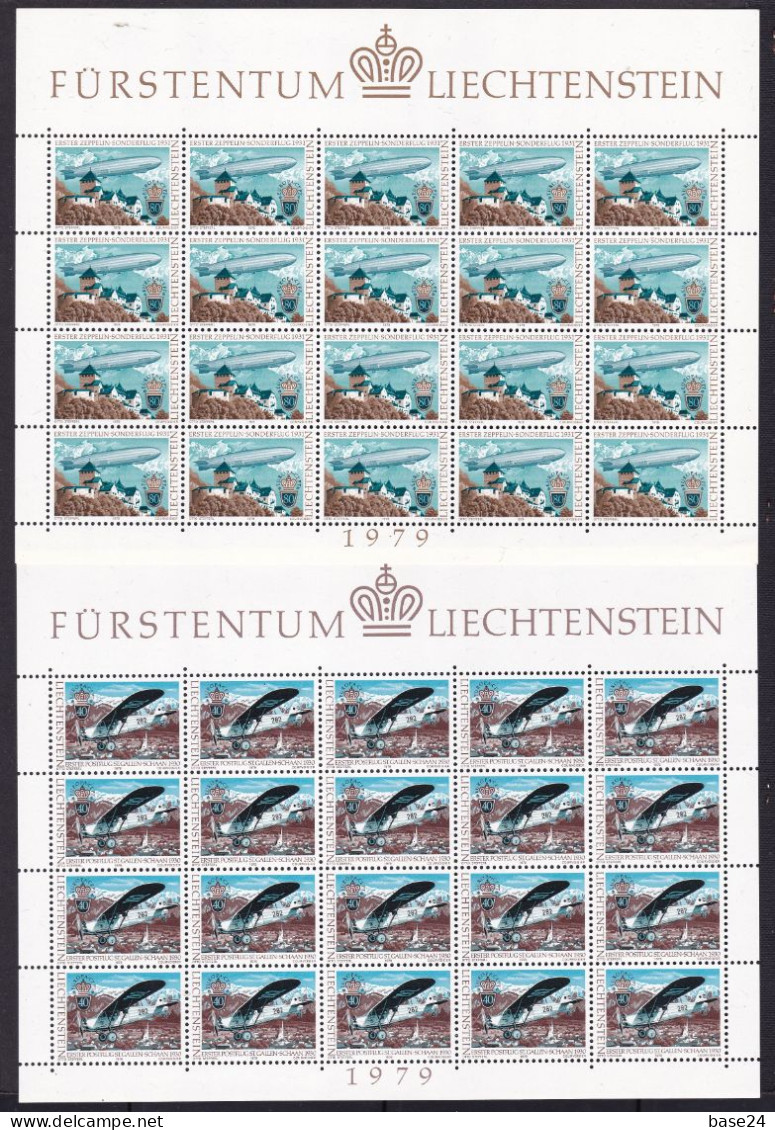 1979 Liechtenstein EUROPA CEPT EUROPE 20 Serie Di 2 Valori MNH** In Minifoglio Storia Postale Postal Histor 2 Minisheets - 1979