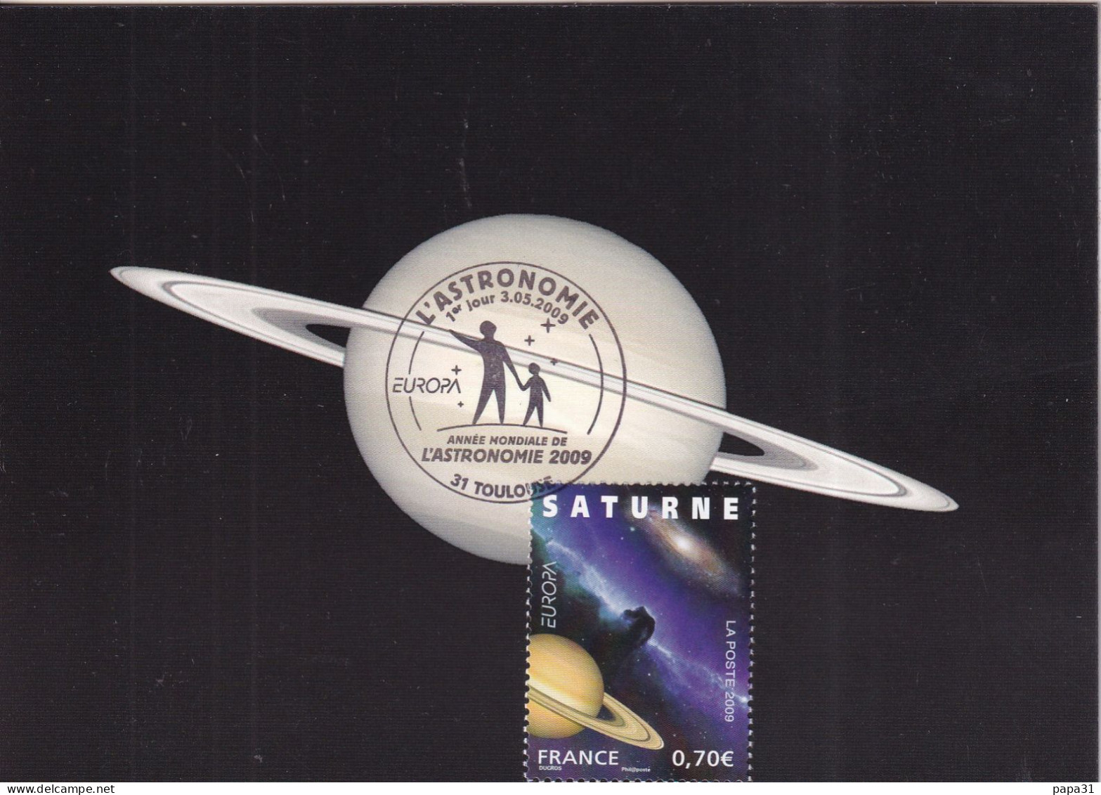 SATURNE En Couleur Naturelles  Avec Le Timbre - Space