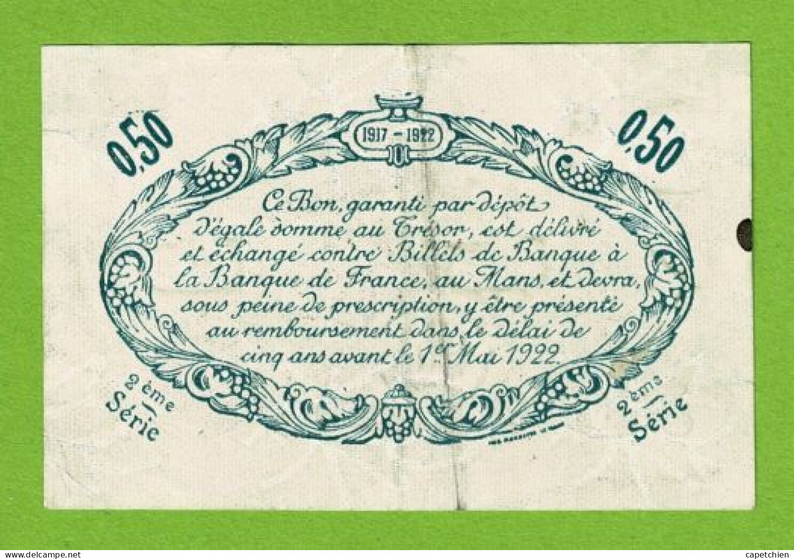 FRANCE / LE MANS / 50 CENTIMES / 1er MARS 1917 / N° 614294 - 2eme SERIE - Handelskammer