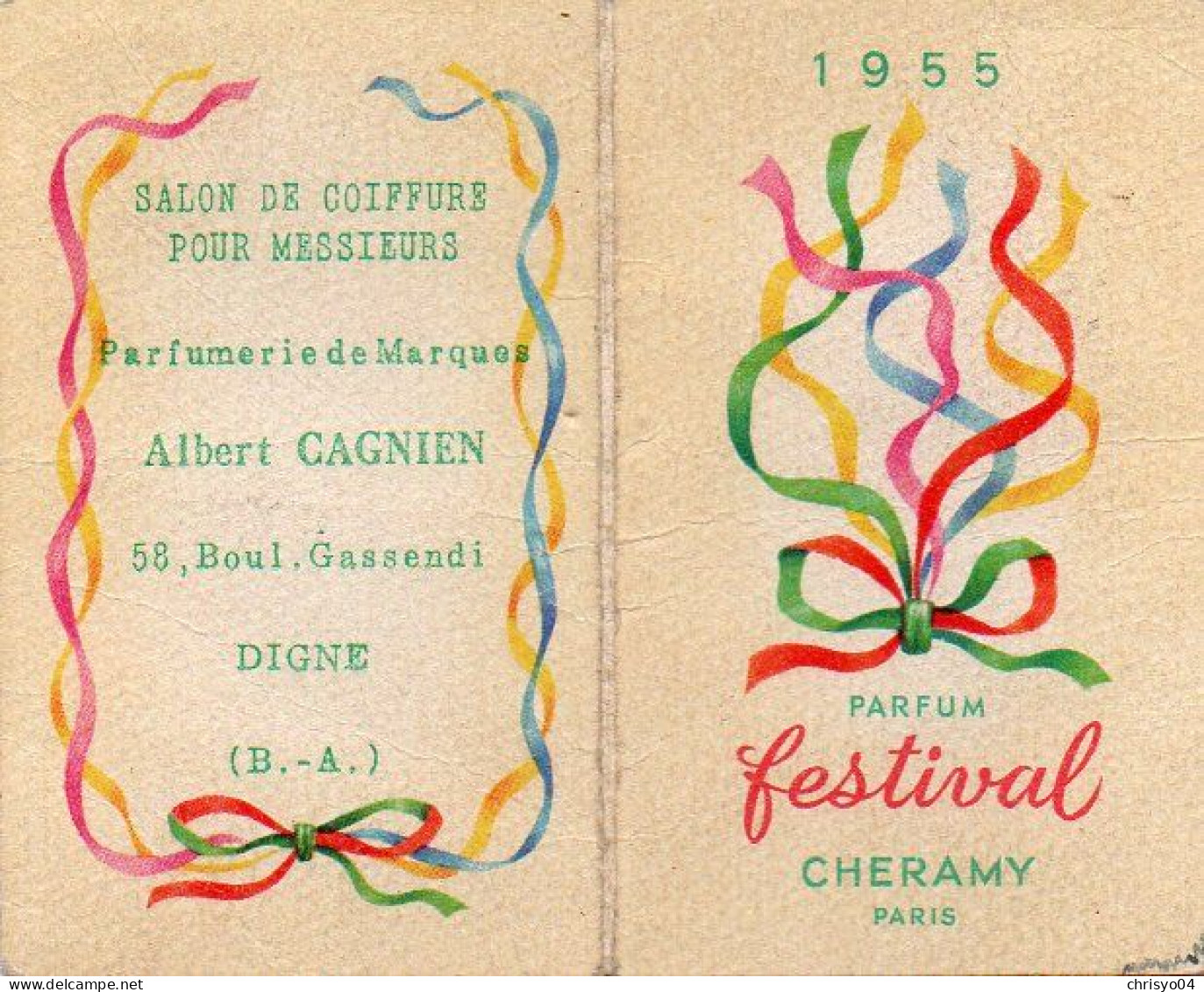 4V3Pa   Calendrier De Poche 1955 Parfum Festival Coiffeur Pour Messieurs Albert Cagnien 58 Bd Gassendi à Digne (04) - Klein Formaat: 1941-60