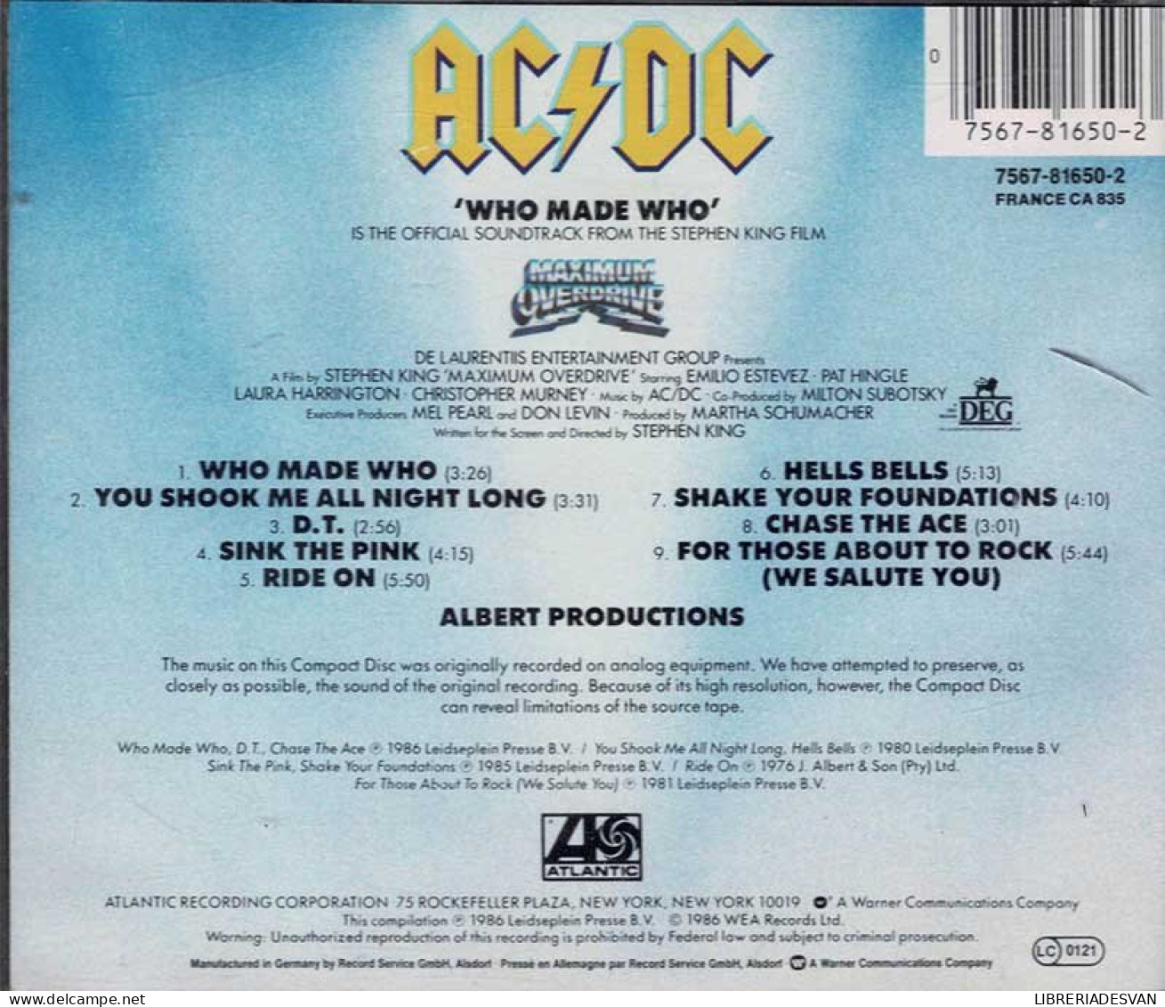AC/DC - Who Made Who. CD - Rock