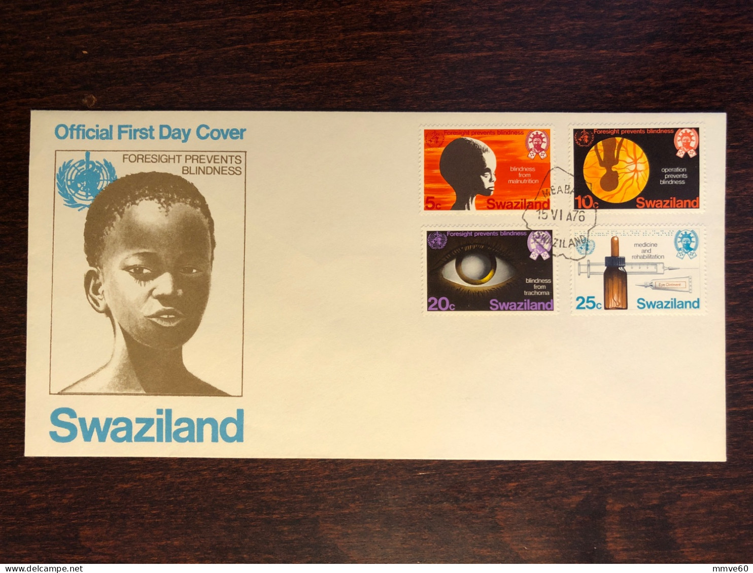 SWAZILAND FDC COVER 1976 YEAR OPHTHALMOLOGY BLINDNESS BLIND HEALTH MEDICINE STAMPS - Swaziland (1968-...)