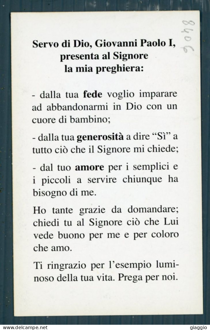 °°° Santino N. 8406 - Giovanni Paolo I °°° - Religión & Esoterismo