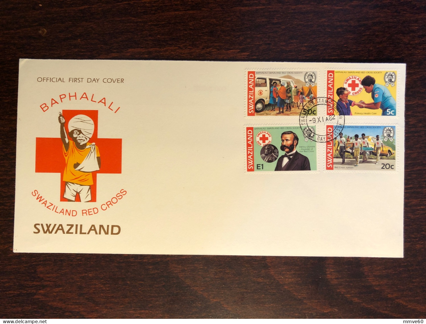 SWAZILAND FDC COVER 1982 YEAR RED CROSS DUNANT HEALTH MEDICINE STAMPS - Swaziland (1968-...)