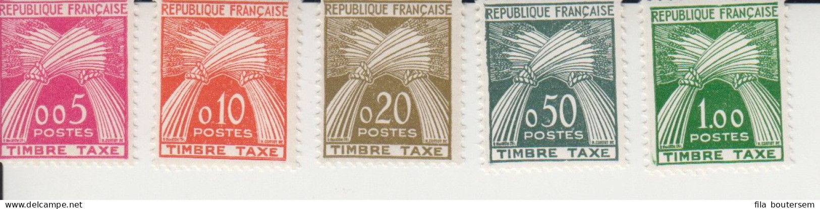 FRANCE 1960 TIMBRES TAXES TYPE GERBES NEUFS Cote Y&T : T90-T94 - 1960-.... Mint/hinged