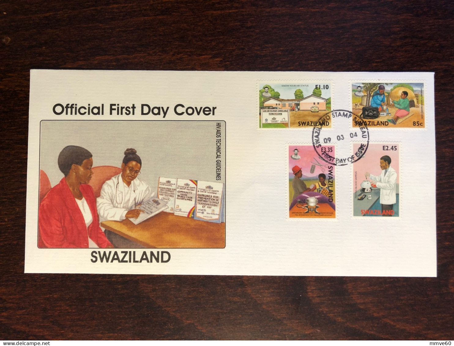 SWAZILAND FDC COVER 2004 YEAR AIDS SIDA HEALTH MEDICINE STAMPS - Swaziland (1968-...)