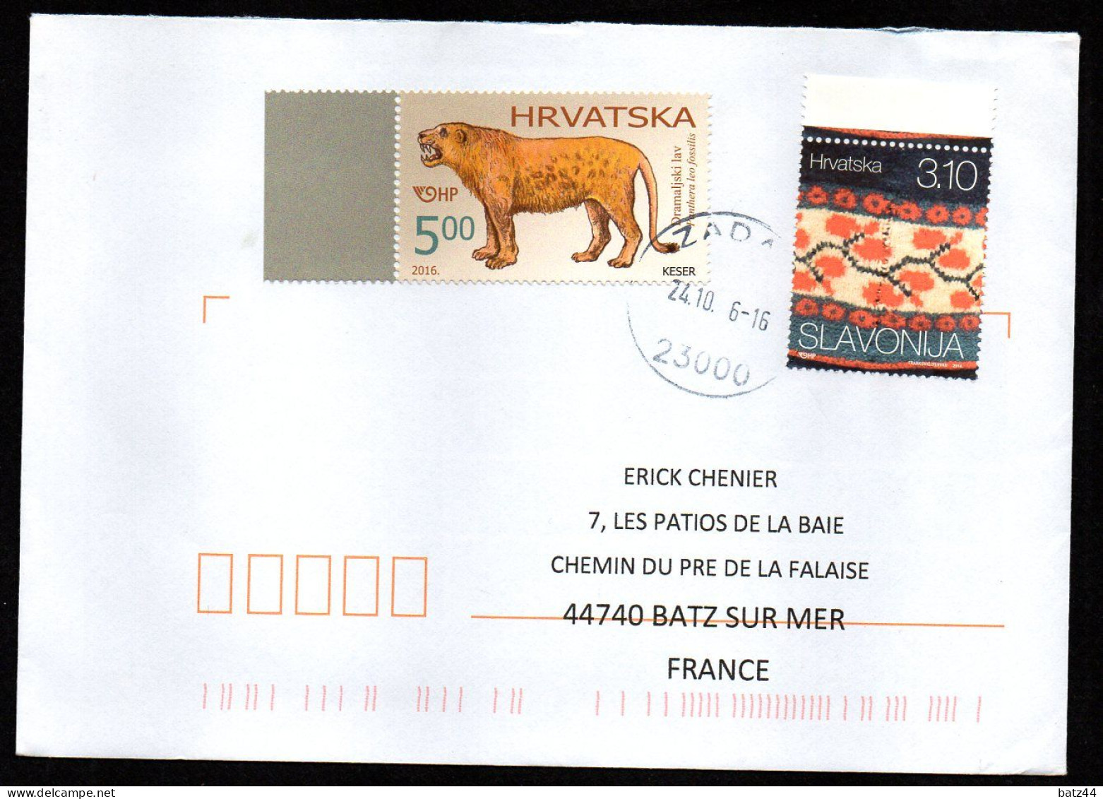 CROATIE HRVATSKA Enveloppe Cover Lettre 2016 Patrimoine Croate Ethnographique Slavonija Panthera Leo Fossilis - Lettres & Documents