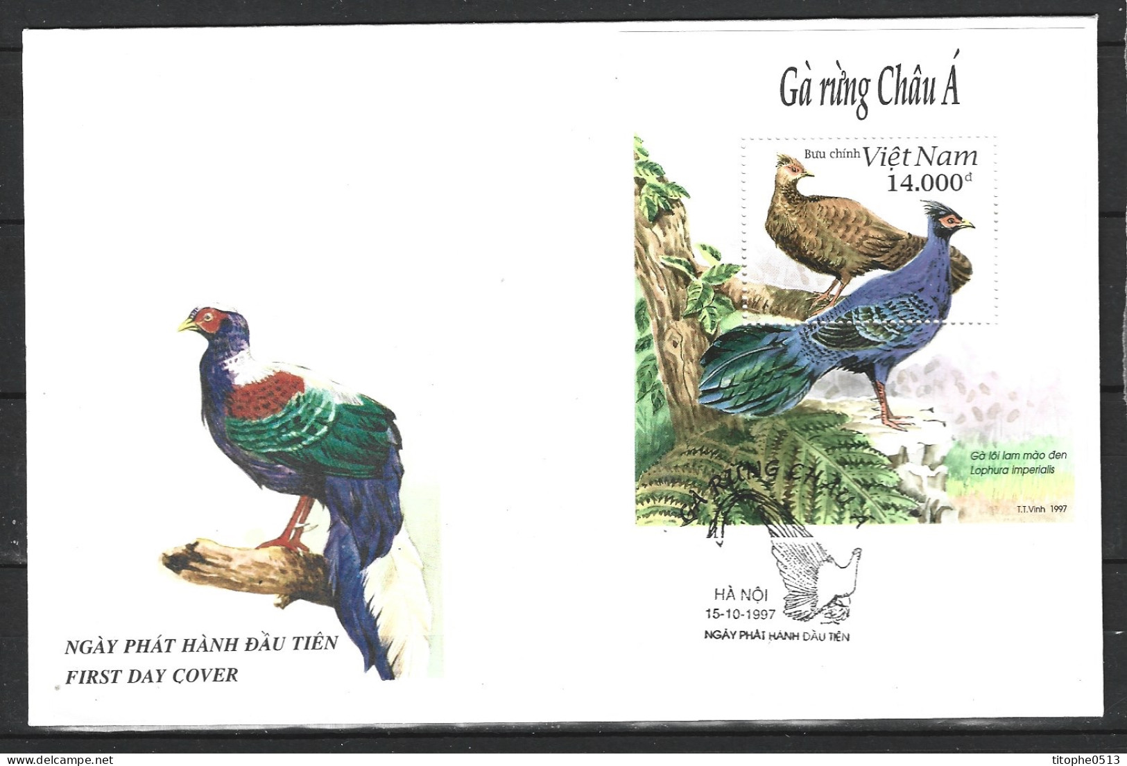 VIETNAM. BF 95 De 1997 Sur Enveloppe 1er Jour. Faisans. - Gallinaceans & Pheasants