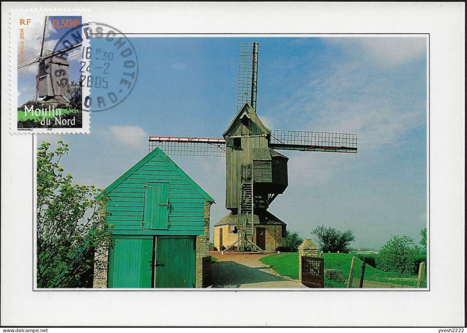 France 2004 Y&T 3706. Le Moulin D'Hondschoote. Carte Maximum - Windmills