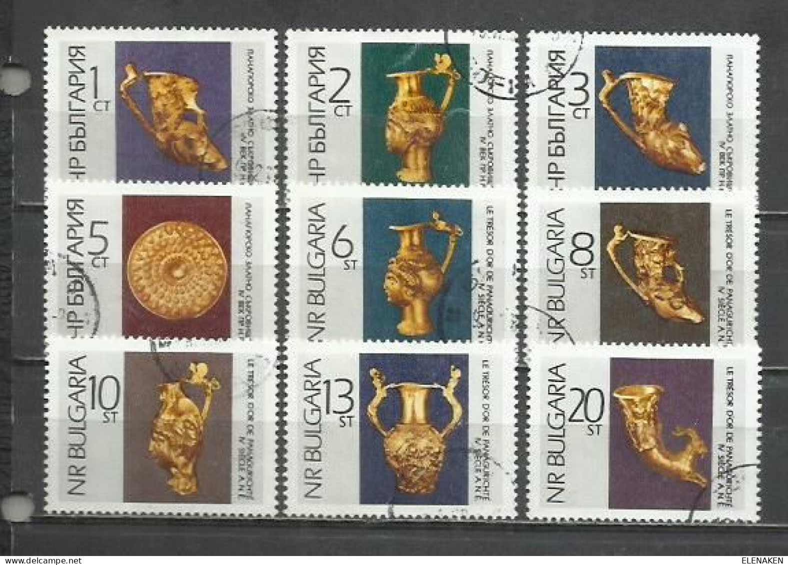 0594- BULGARIA SERIE COMPLETA 1966 Nº 1452/1460 TESOROS DE ORO ARTE ARQUEOLOGÍA ANTIGUEDADES. - Gebraucht