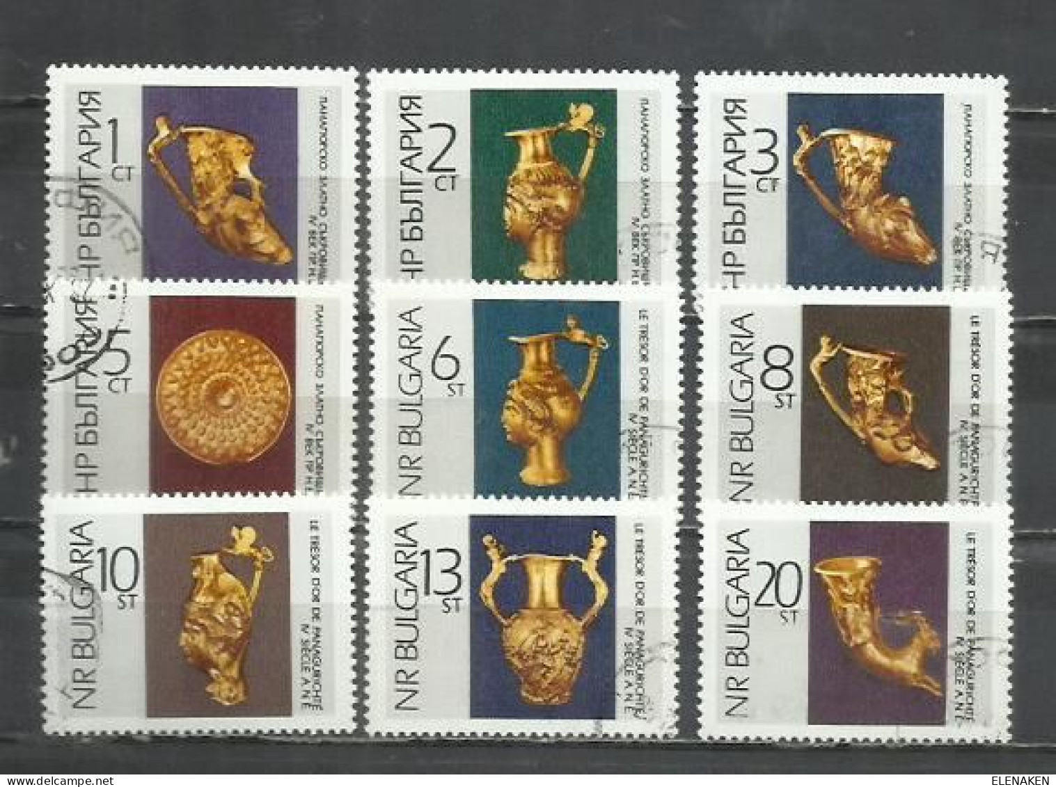 0595- BULGARIA SERIE COMPLETA 1966 Nº 1452/1460 TESOROS DE ORO ARTE ARQUEOLOGÍA ANTIGUEDADES. - Usados