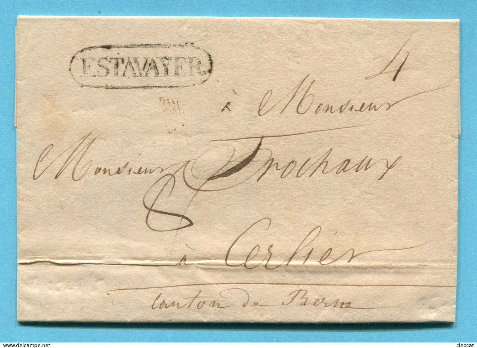 Faltbrief Von ESTAVAYER Nach Cerlier 1837 - ...-1845 Prephilately