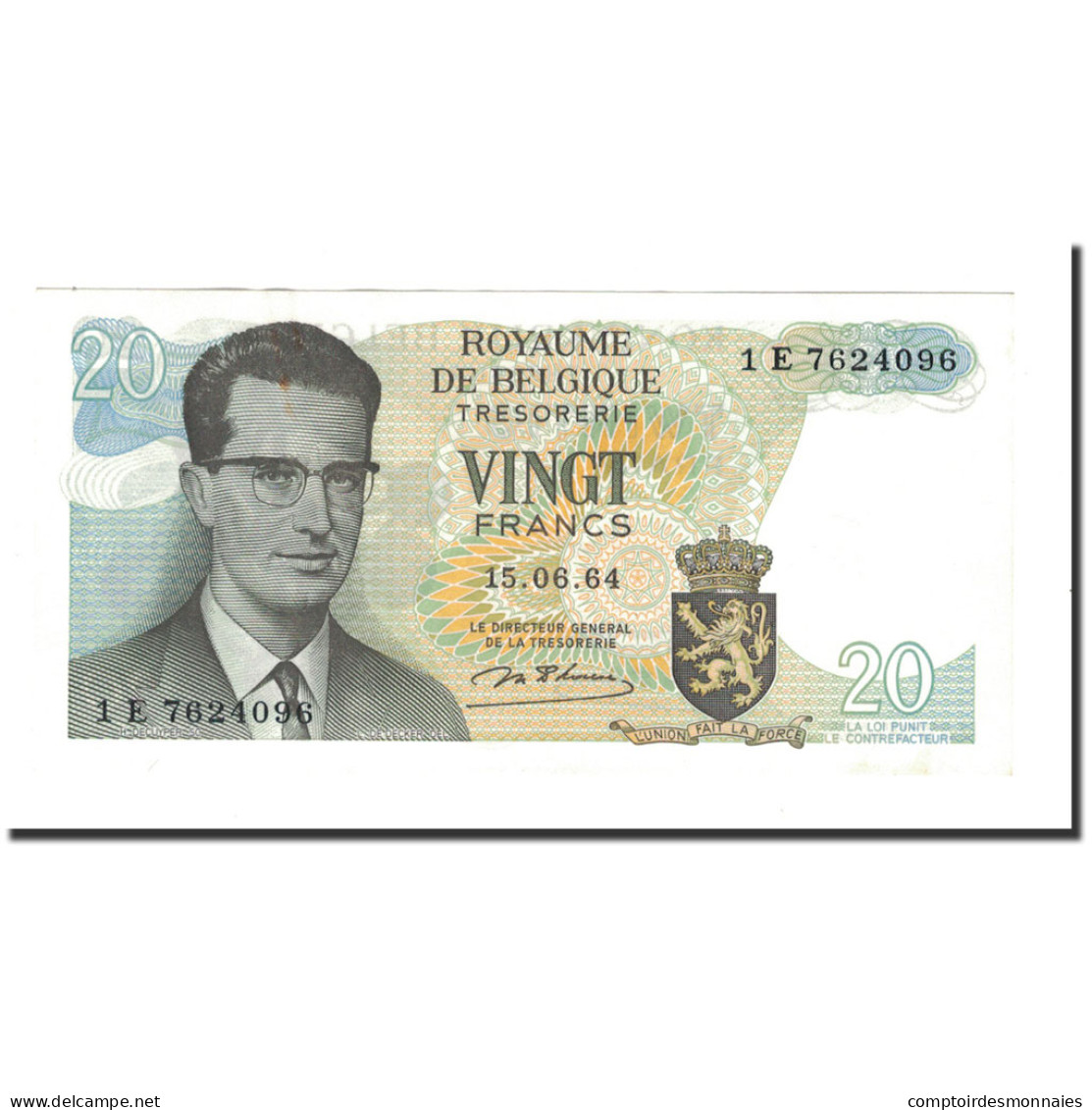 Billet, Belgique, 20 Francs, 1964, 1964-06-15, KM:138, TTB - 20 Francs