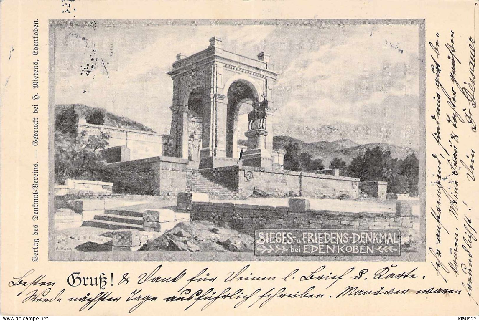 Edenkoben - Sieges "Friedens-Denkmal" Gel.1900 AKS - Edenkoben