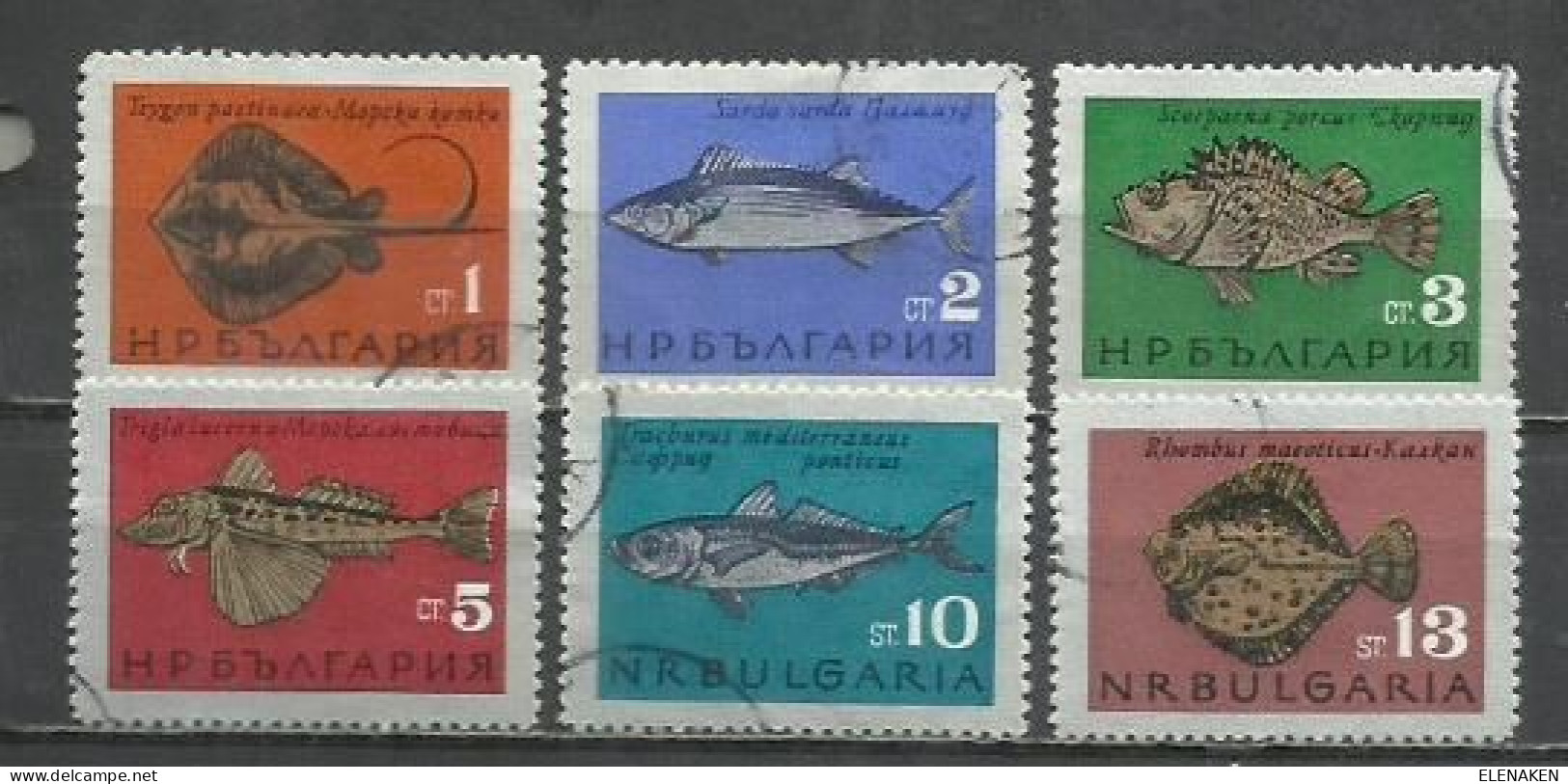 0607B- BULGARIA SERIE COMPLETA 1965 Nº 1328/1333 PECES FAUNA MARINA  VENDO SELLOS DE MUCHOS PAISES. Afganistán Albania A - Usados