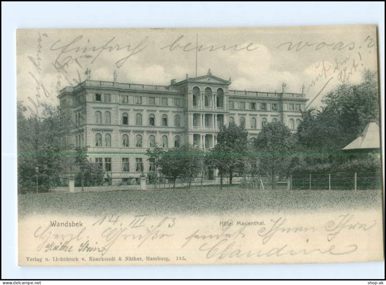 XX005025/ Hamburg Wandsbek Hotel Marienthal 1903 AK - Wandsbek