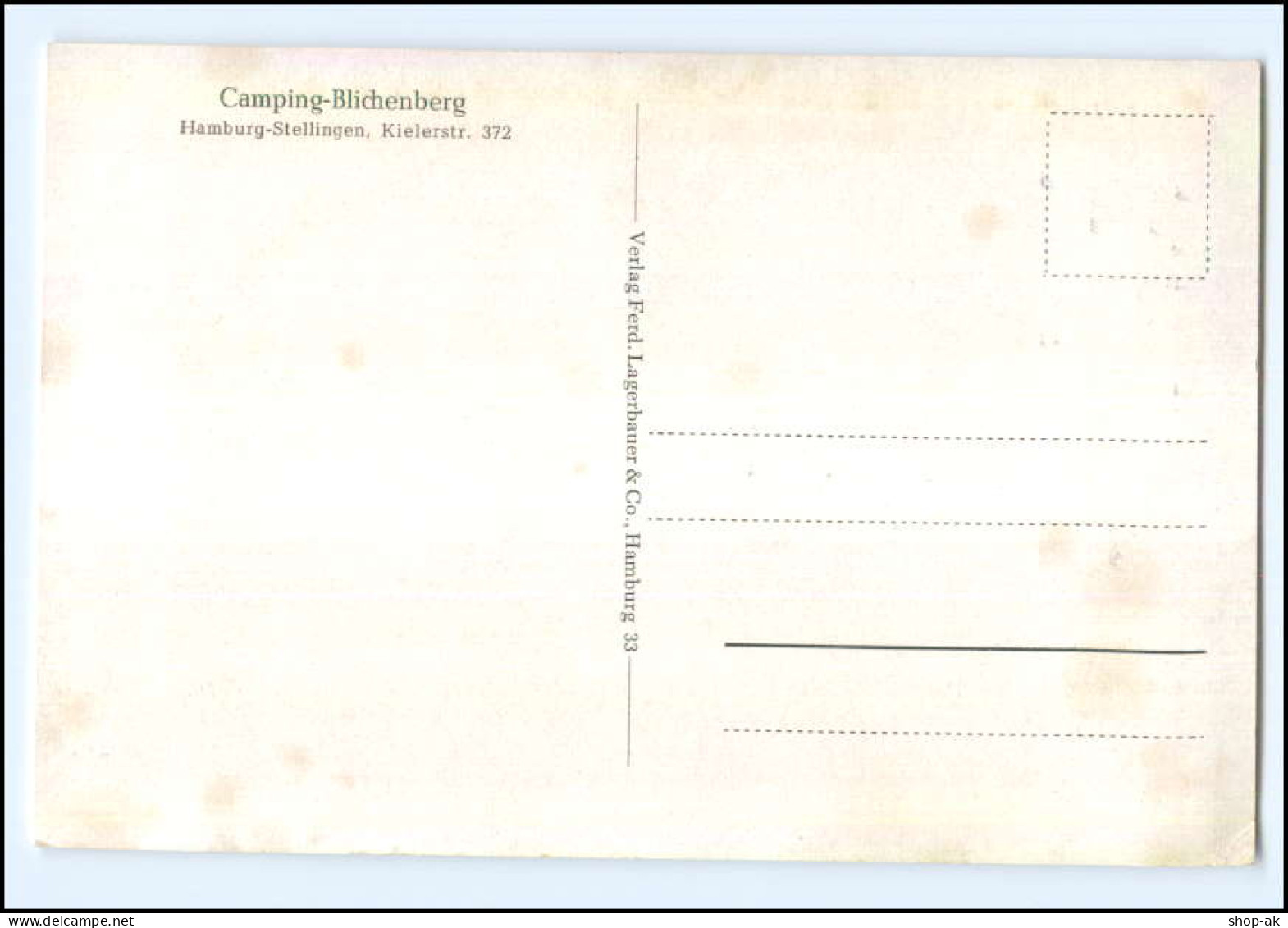 U7334/ Hamburg Stellingen Camping-Blichenberg Ca.1955 AK - Stellingen