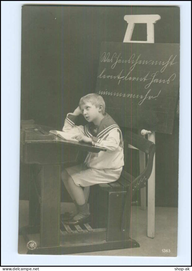 Y10249/ Kind  Junge In Der Schule Schöne NPG Foto AK Ca.1914 - Premier Jour D'école