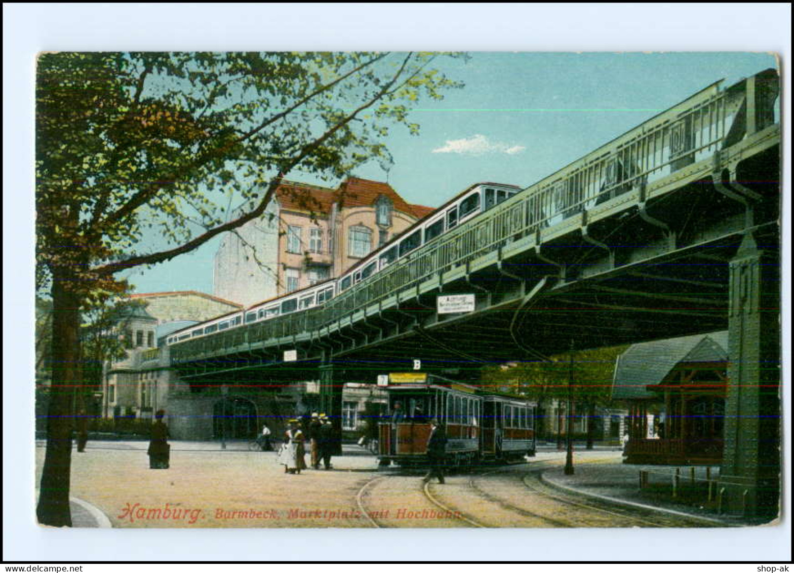 XX002043/ Hamburg Barmbeck Marktplatz Straßenbahn Hochbahn AK 1912 - Nord
