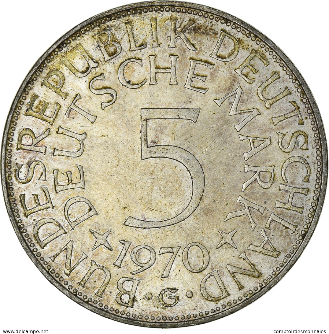 Monnaie, République Fédérale Allemande, 5 Mark, 1970, Karlsruhe, TTB+ - 5 Marchi