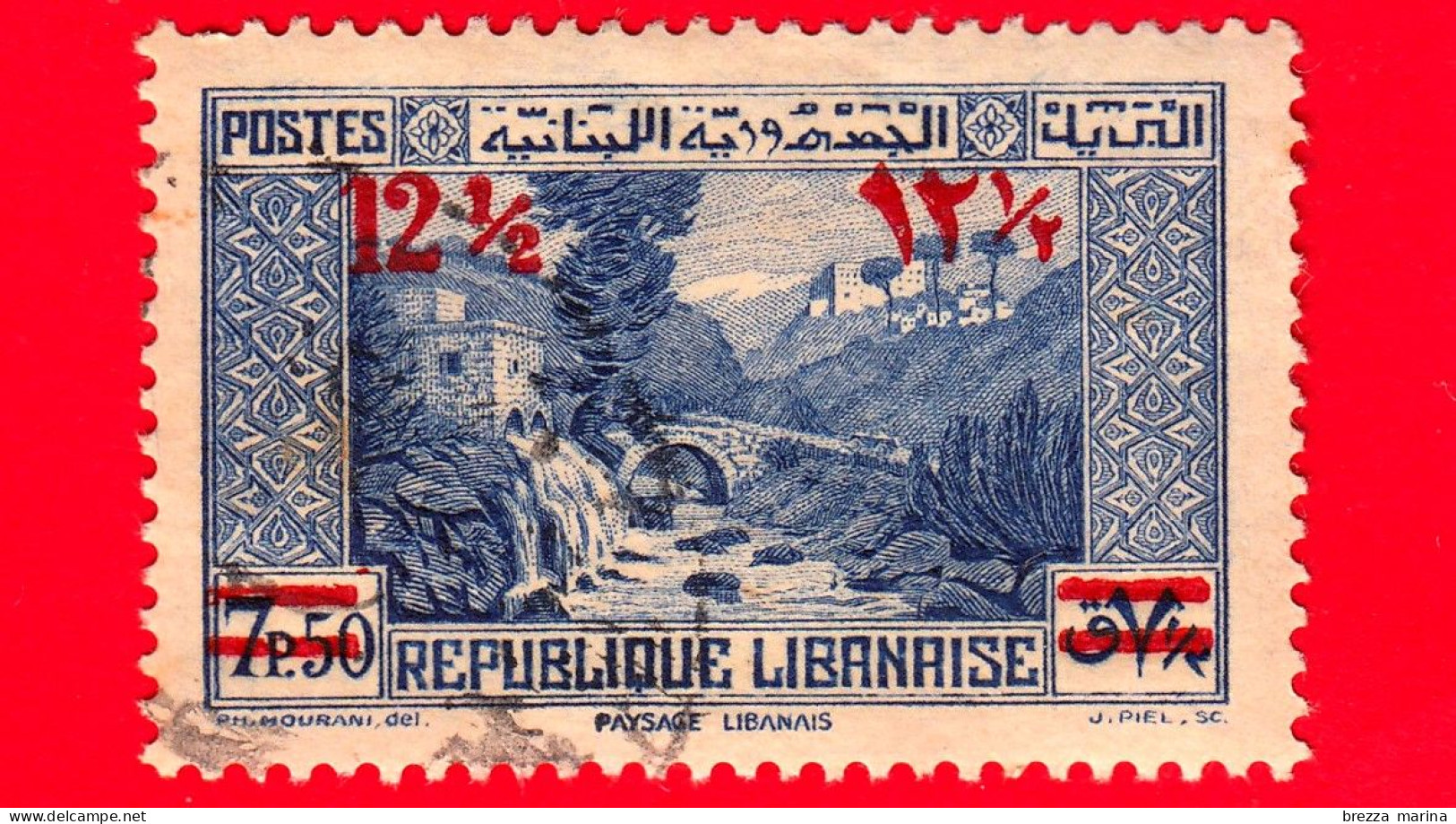 LIBANO - Usato - 1939 - Supplemento Per Il Paesaggio Del Fiume Dog - 12.5 Su 7.5 - Used Stamps