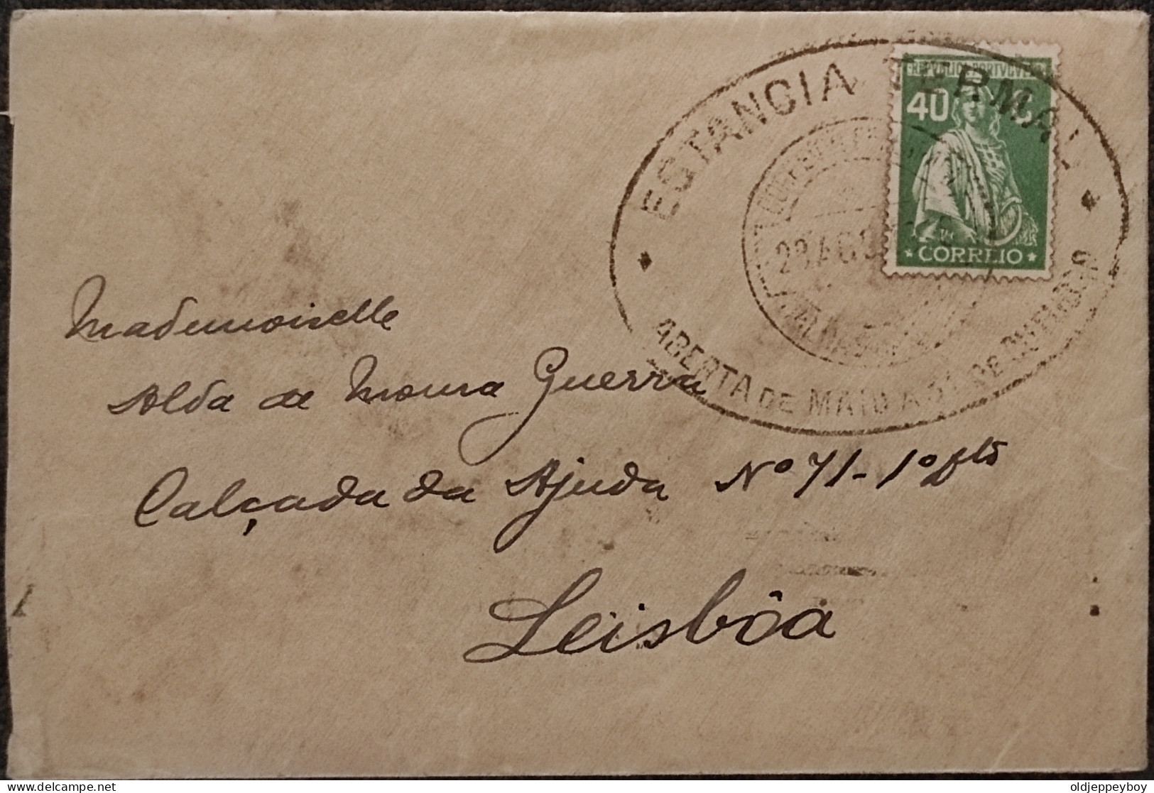 PORTUGAL 1923 CARIMBO ESPECIAL "ESTANCIA TERMAL" LISBOA CERES COVER 40c TO CALDAS DA RAINHA - Lettres & Documents