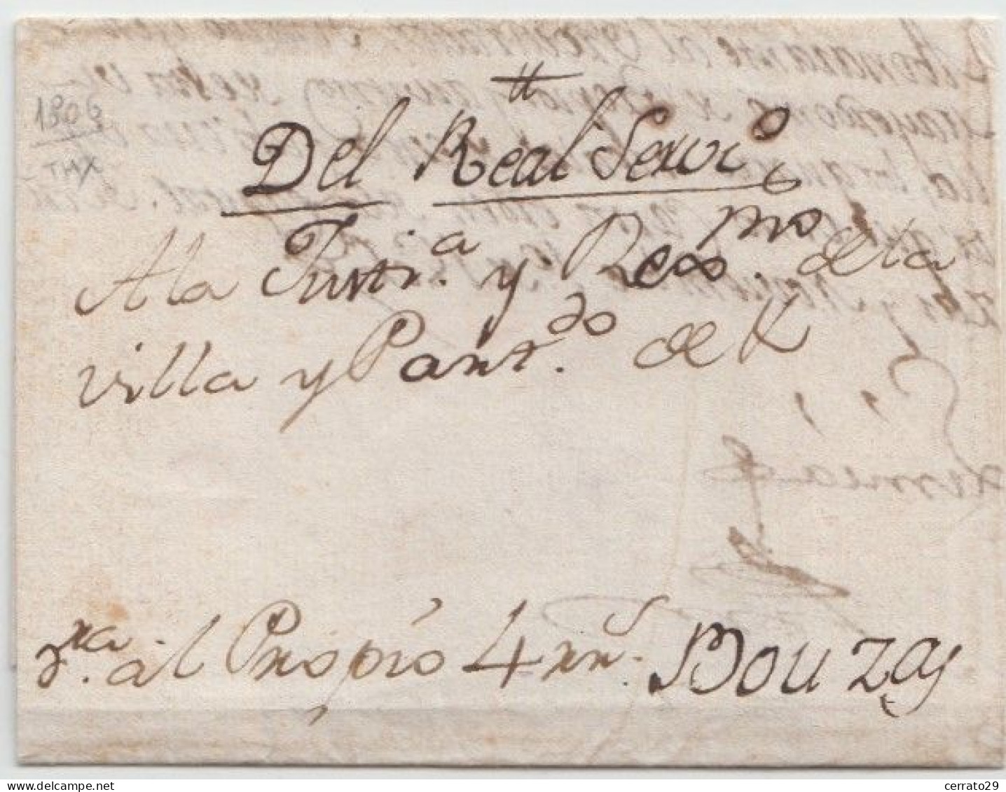 1806 -  CARTA RECIBO DE BOUZAS CURSADO POR PROPIO - ...-1850 Préphilatélie