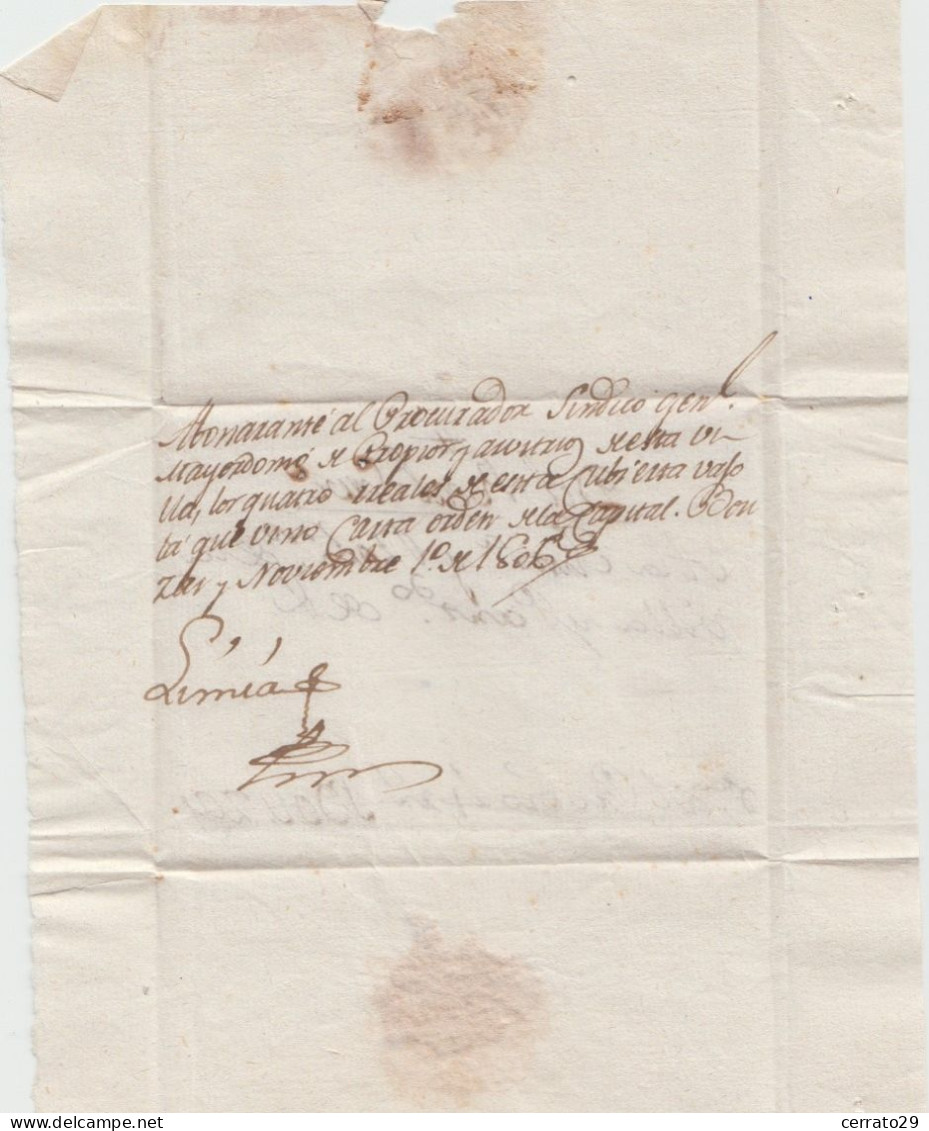 1806 -  CARTA RECIBO DE BOUZAS CURSADO POR PROPIO - ...-1850 Prefilatelia