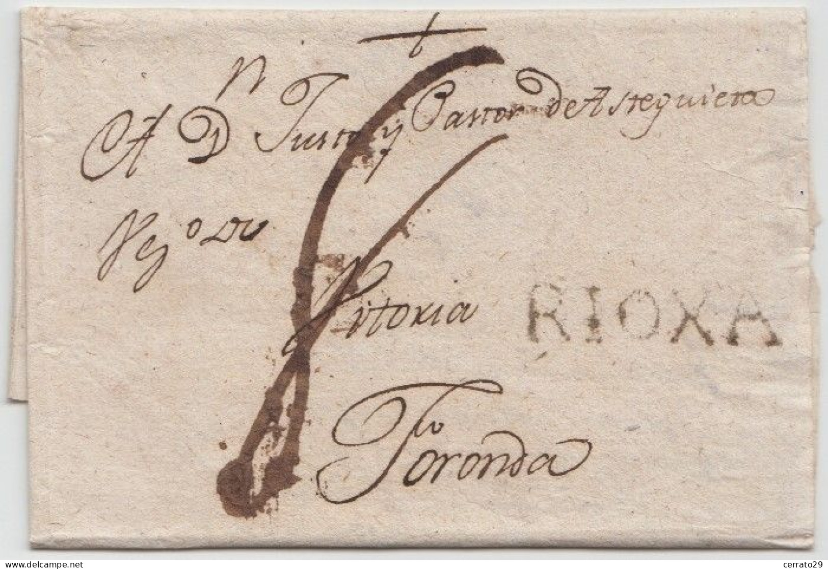 1796 - RIOXA - LOGROÑO - CARTA CON DESTINO VITORIA - ...-1850 Voorfilatelie