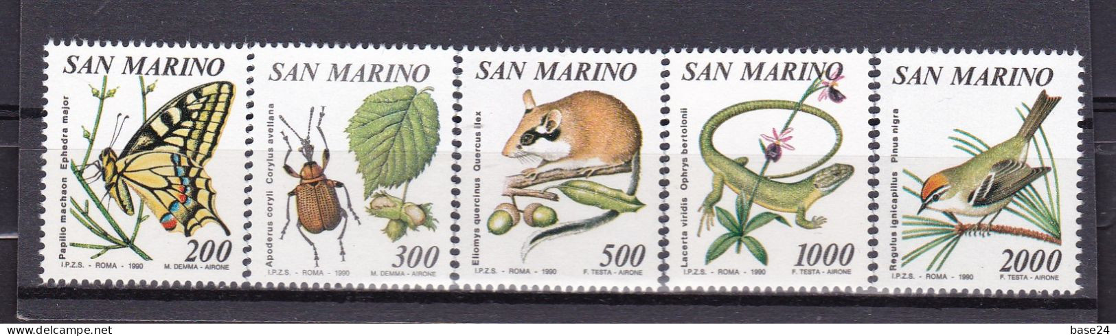 1990 San Marino Saint Marin FLORA E FAUNA Serie Di 5 Valori MNH**  FLORA AND FAUNA - Nuovi