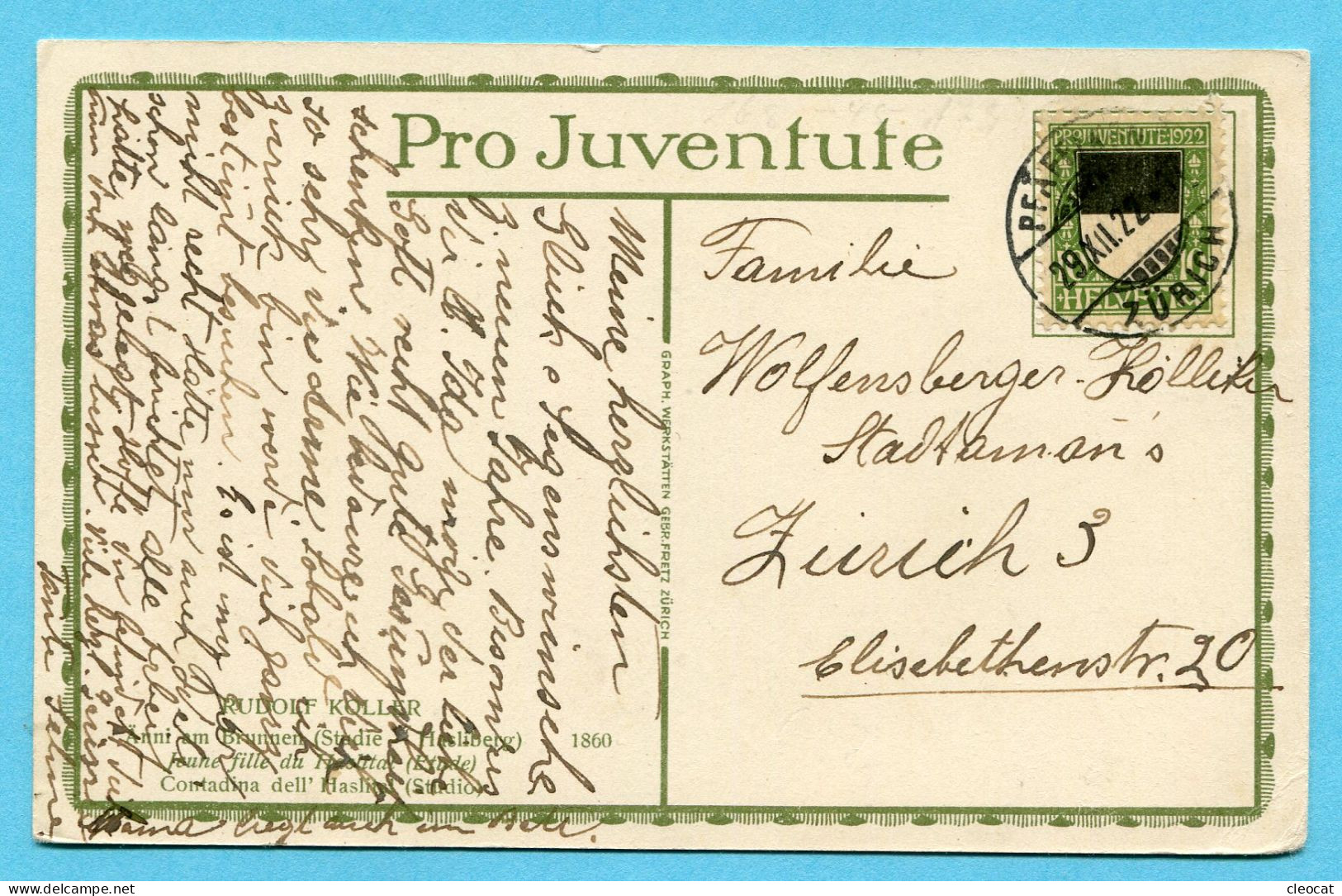 Pro Juventutekarte Nr. 95 - Anni Am Brunnen Mit Pro Juventutefrankatur - Covers & Documents