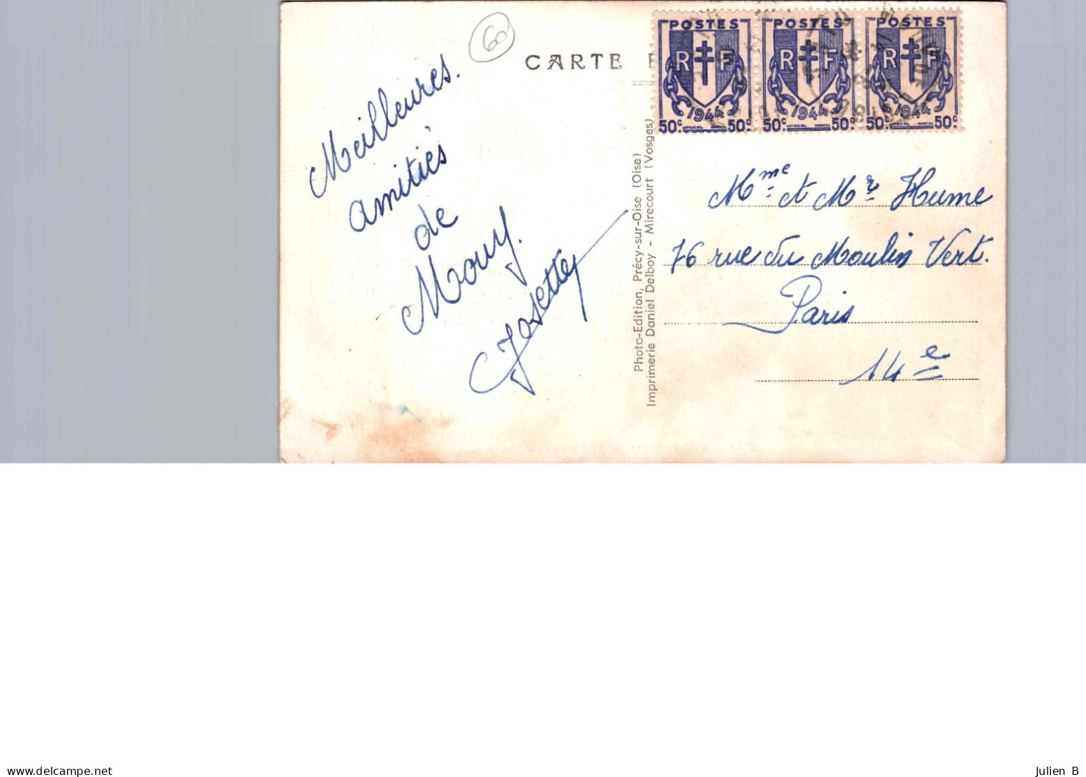 Mouy, Vue Générale, Timbres 1944 50c - Mouy