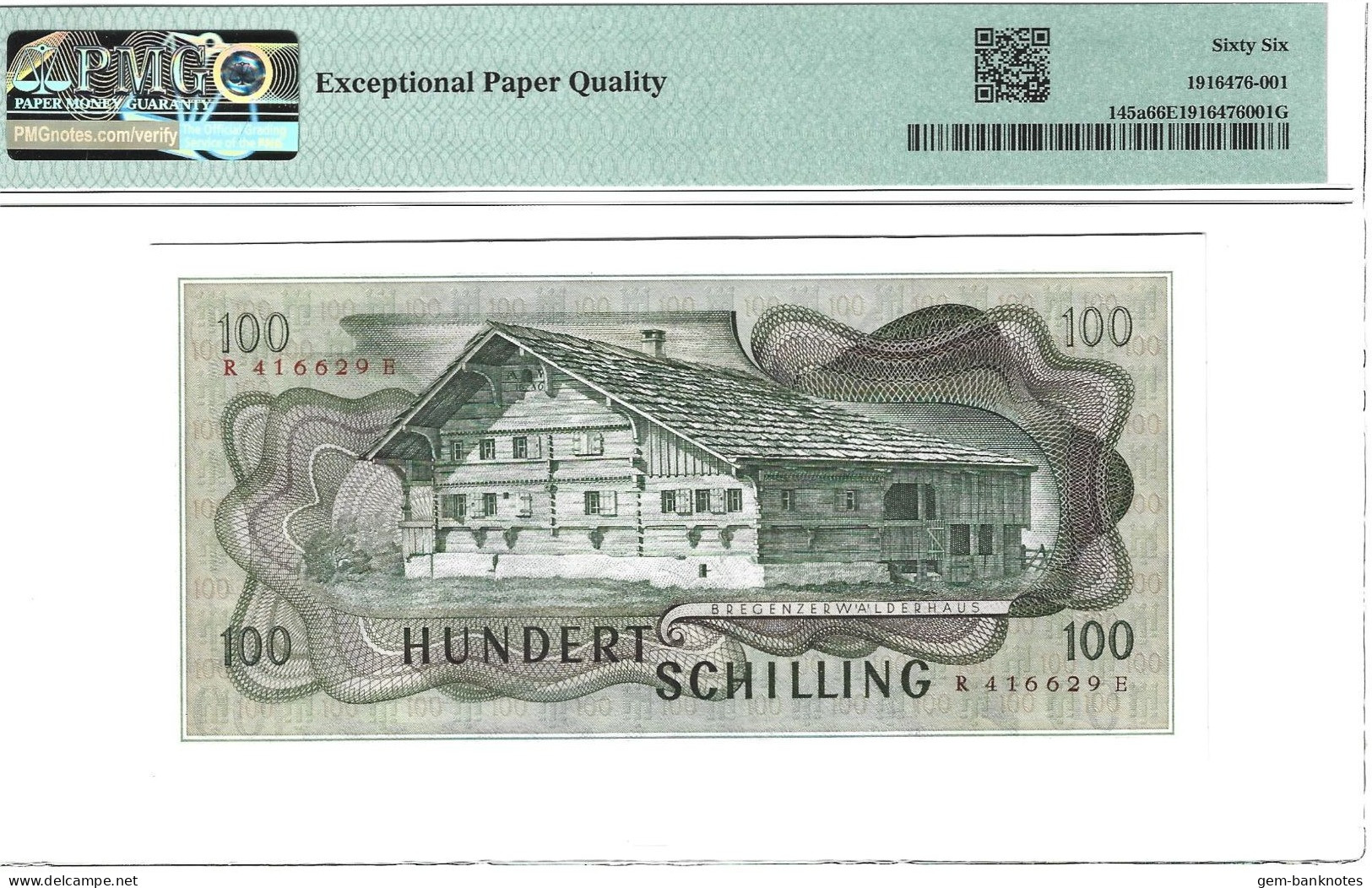 Austria 100 Schilling 1969 (70) P145a Graded 66 EPQ Gem Uncirculated By PMG - Autriche