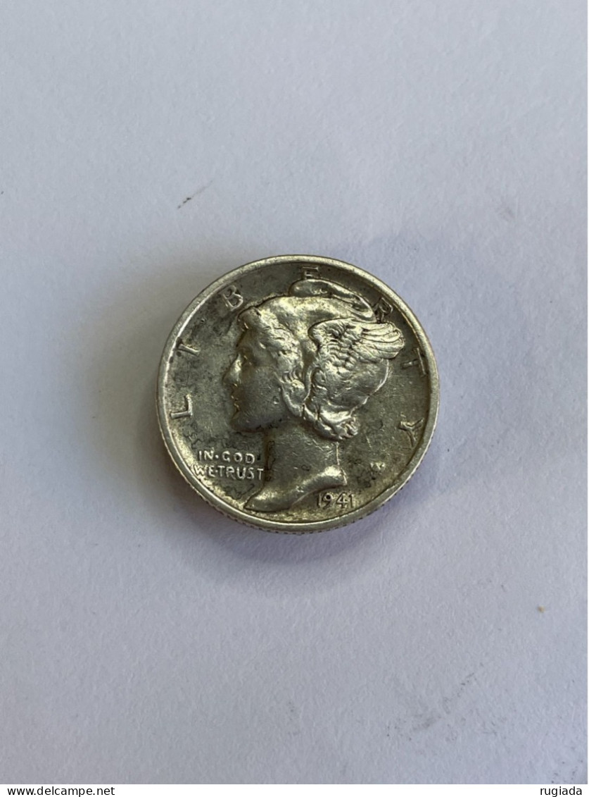 1941 USA Mercury 90% Silver Dime Coin, XF Extremely Fine - 1916-1945: Mercury (kwik)