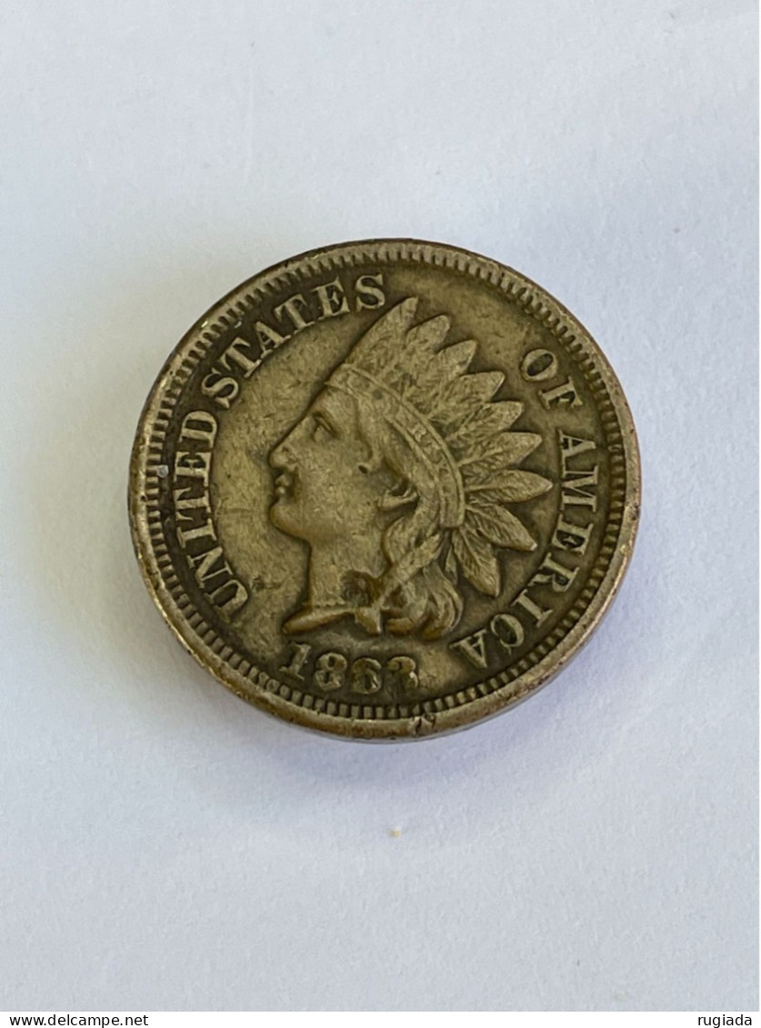 1863 USA Indian Head Cent Coin, VF Very Fine - 1859-1909: Indian Head