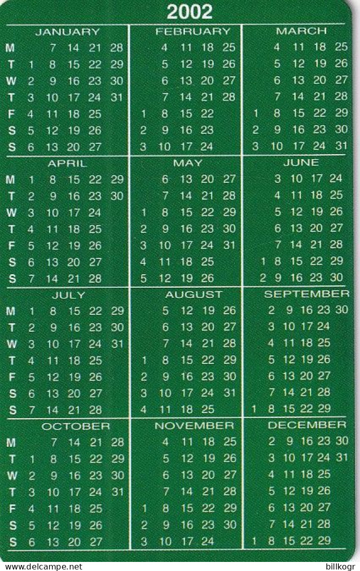 SUDAN - Calendar 2002, Sudatel Card 150 Units, Without CN - Soudan