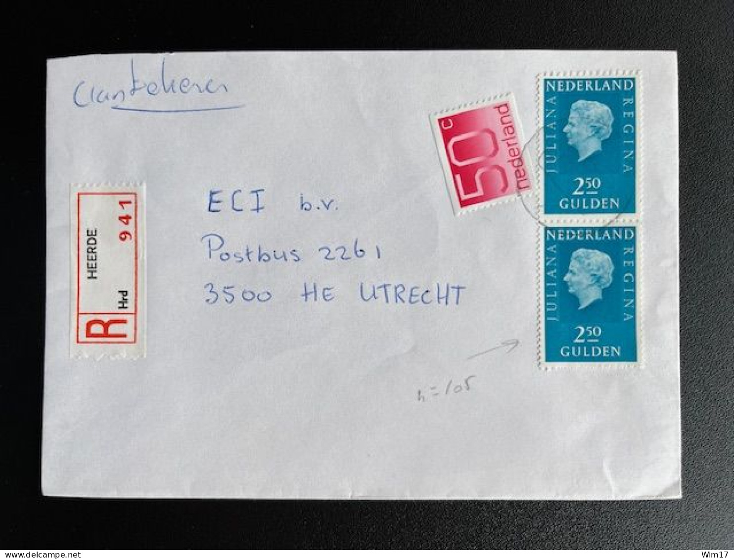 NETHERLANDS 1981? REGISTERED LETTER HEERDE TO UTRECHT NEDERLAND AANGETEKEND - Lettres & Documents