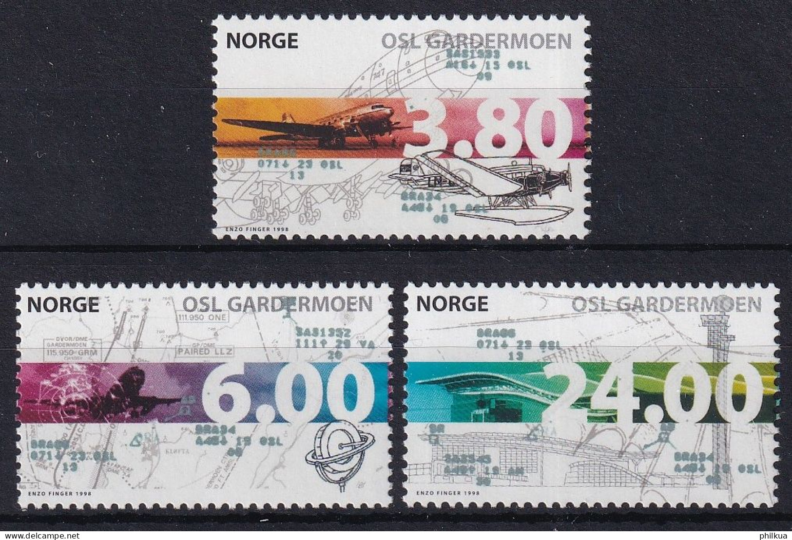 MiNr. 1292-1294 Norwegen 1998, 18. Sept. Inbetriebnahme Des Internationalen Flughafens Oslo-Gardermoe- Postfrisch/**/MNH - Ungebraucht