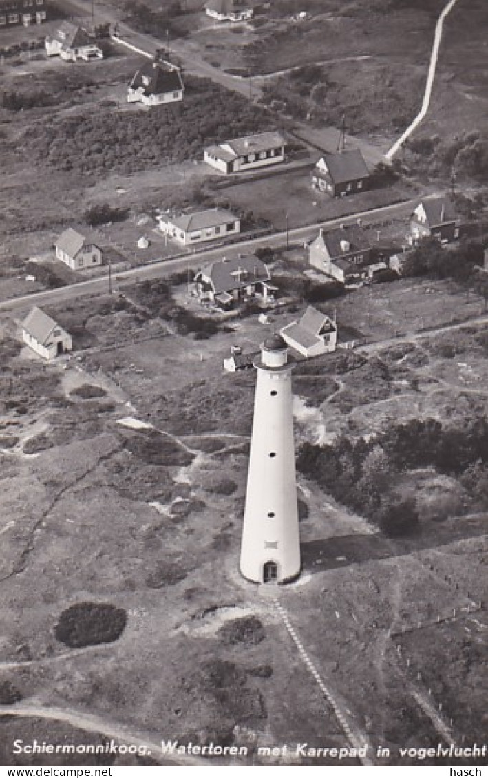 486035Schiermonnikoog,  Watertoren Met Karrepad In Vogelvlucht. (FOTOKAART)(rechtsonder Een Heel Klein Vouwtje)  - Schiermonnikoog