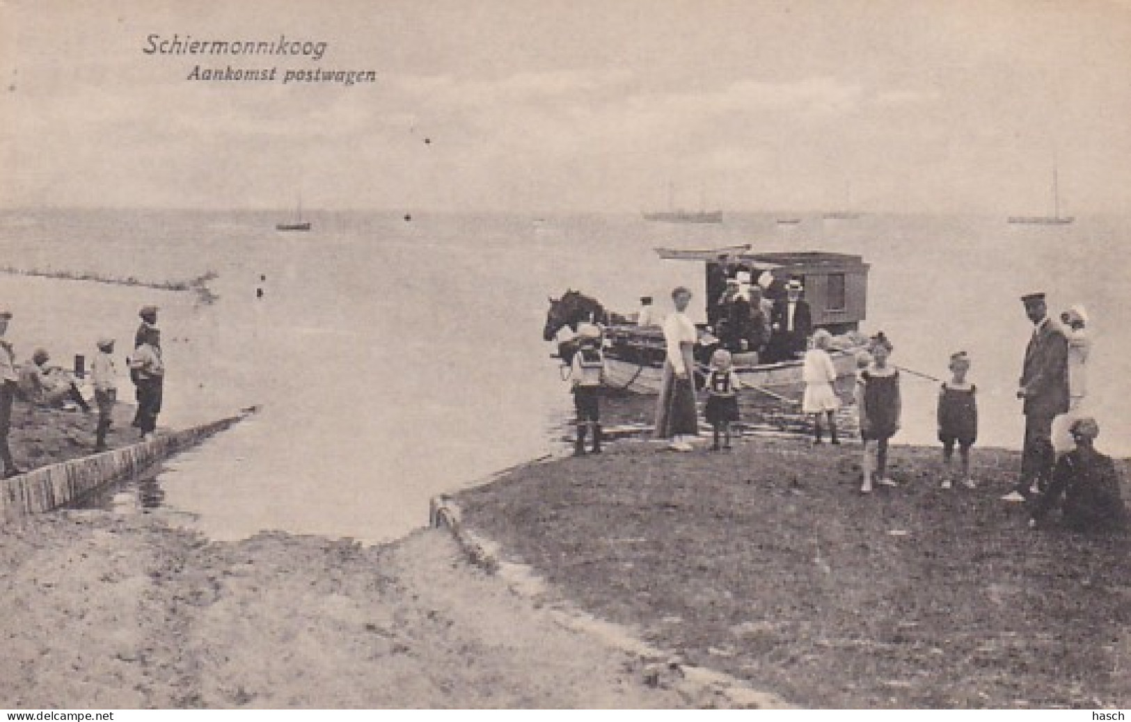 486066Schiermonnikoog, Aankomst Postwagen.  - Schiermonnikoog